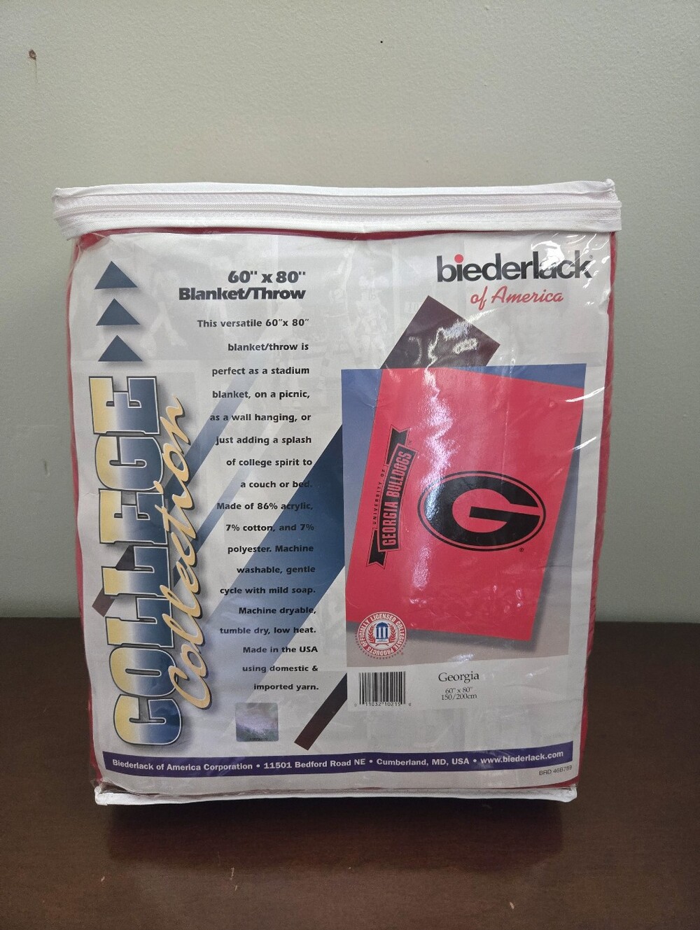 Vintage Biegerlack UGA Bulldogs Throw Blanket 60 X 80 NEW